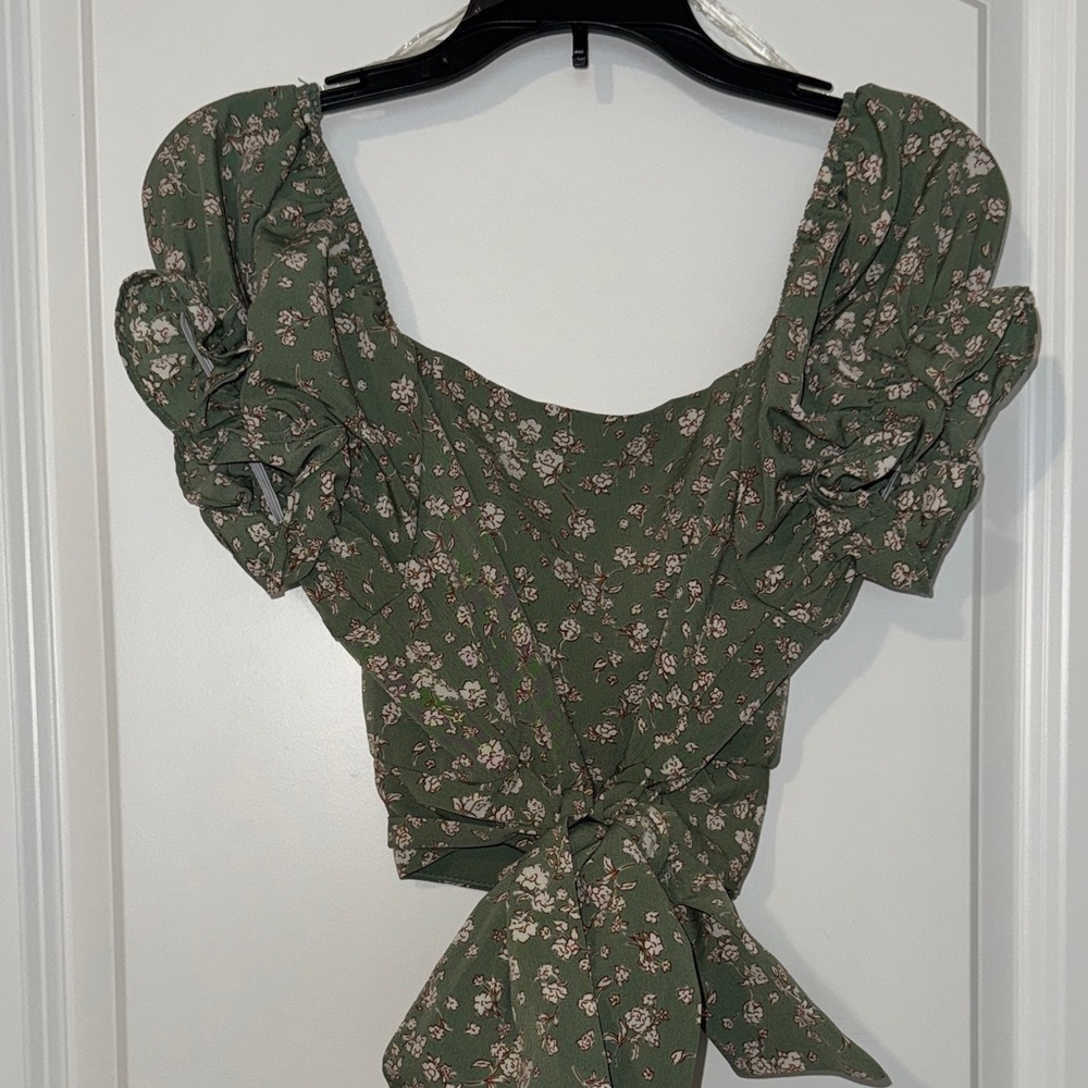 Altar'd State Green Floral Ruffle Blouse - Picture 4 of 5